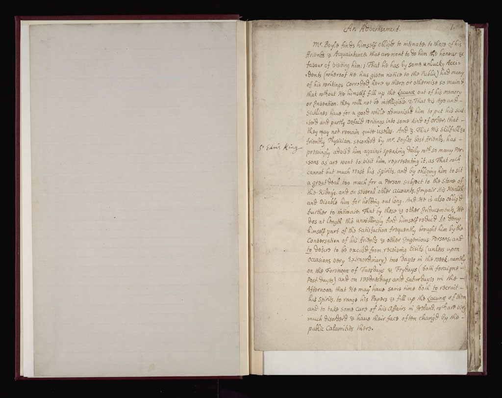 Boyle Papers Volume 36 Fol. 1r